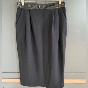 Dolce & Gabbana Wool Blend Skirt w/ Patent Trim • 44